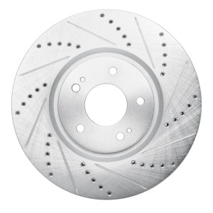 Mitsubishi Lancer Brake Rotor (1) - Front Right - R1 Concepts - Drilled & Slotted - Silver - `03-`06